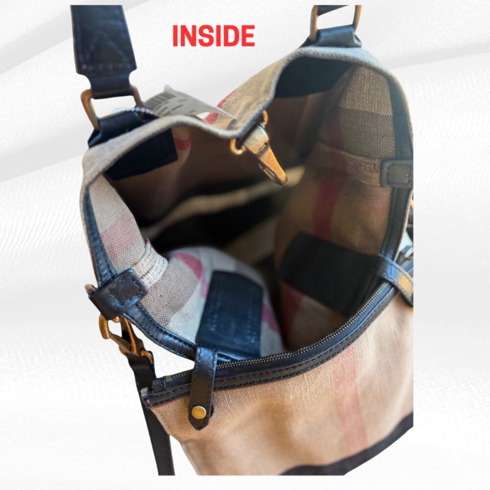 Burberry House Check Canvas and Leather Tottenham Tote Bag Pre-Owned - Picture 16 of 17